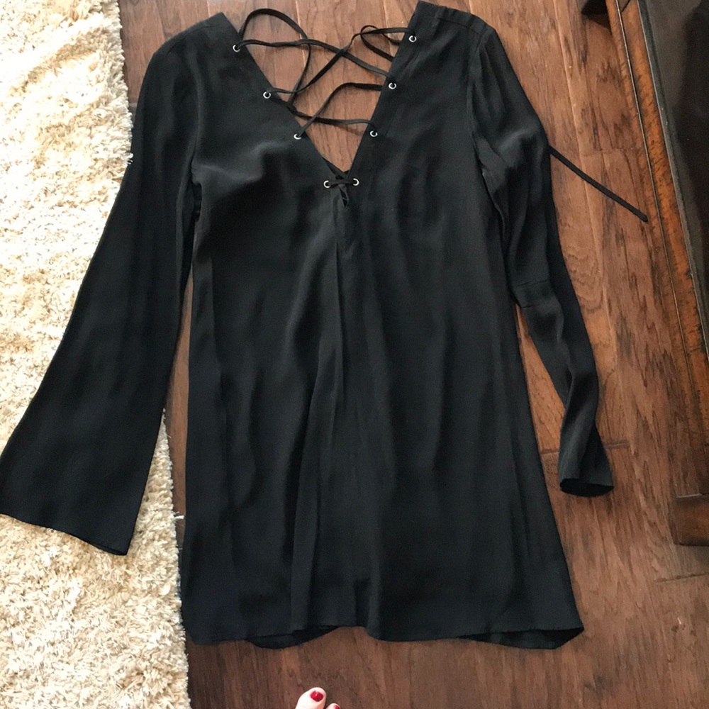 Black lace up dress